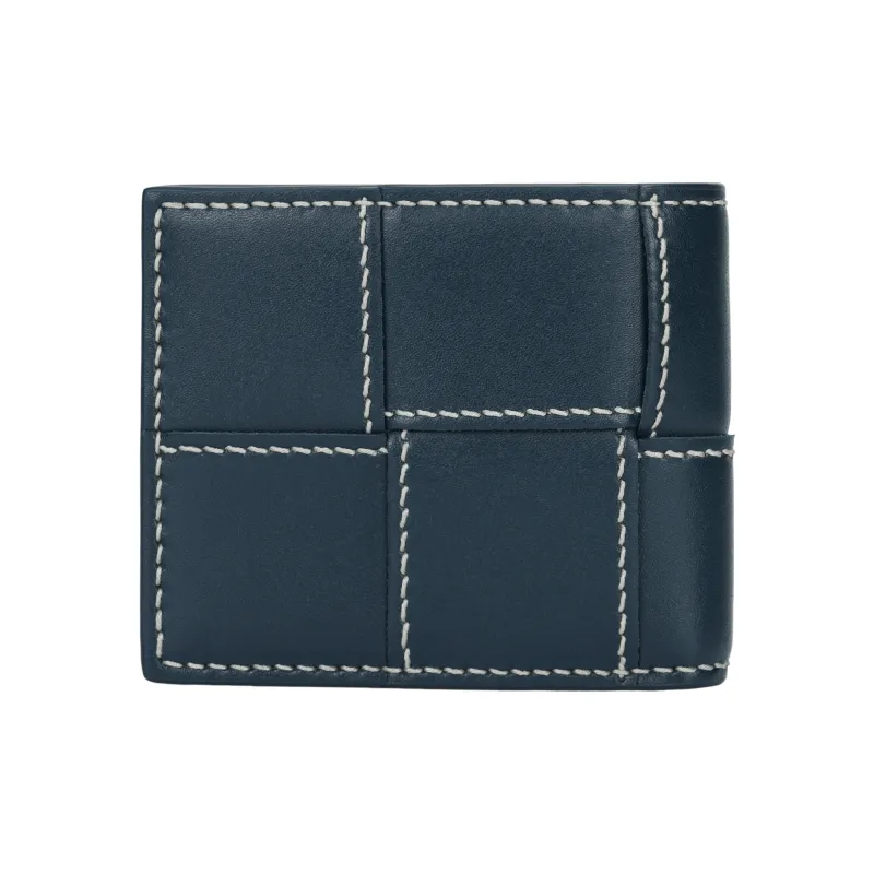 Bottega Veneta Cow Leather Wallet Men's Dark Blue & Natural-2
