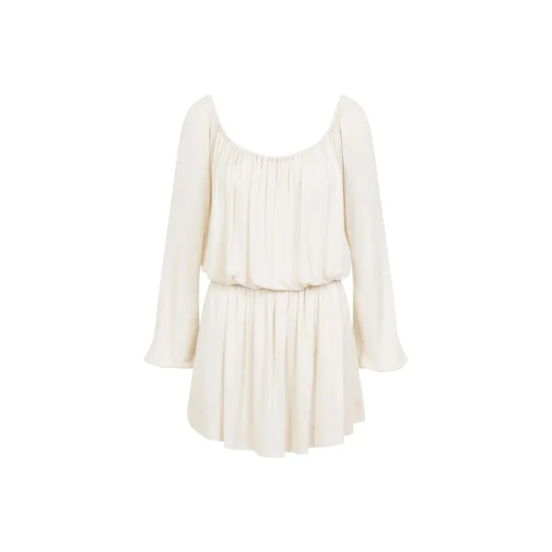 SAINT LAURENT Ruched Long Sleeved Dress-1
