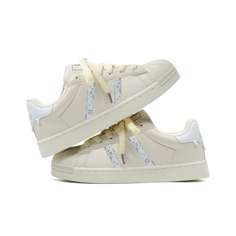 ALI THE FOX Abrasion Resistant Low Top Skateboard Shoes Unisex White Pink-8