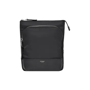 KNOMO Nylon Fabric With Cow Leather One Shoulder Crossbody Bag Regular Unisex Black