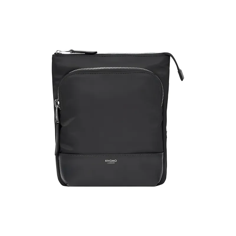 KNOMO Nylon Fabric With Cow Leather One Shoulder Crossbody Bag Regular Unisex Black-0