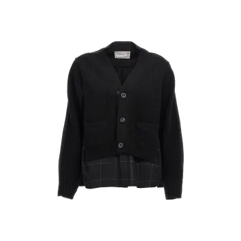 Sacai Checked Print Knit Cardigan