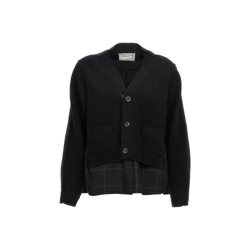 Sacai Checked Print Knit Cardigan