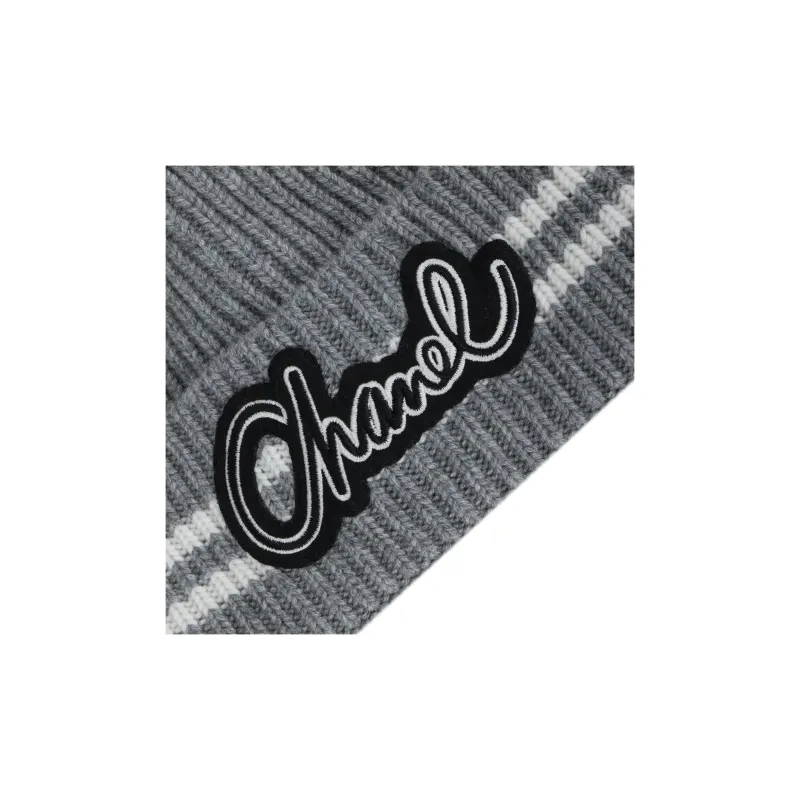 CHANEL Cashmere Beanies Unisex Gray-3