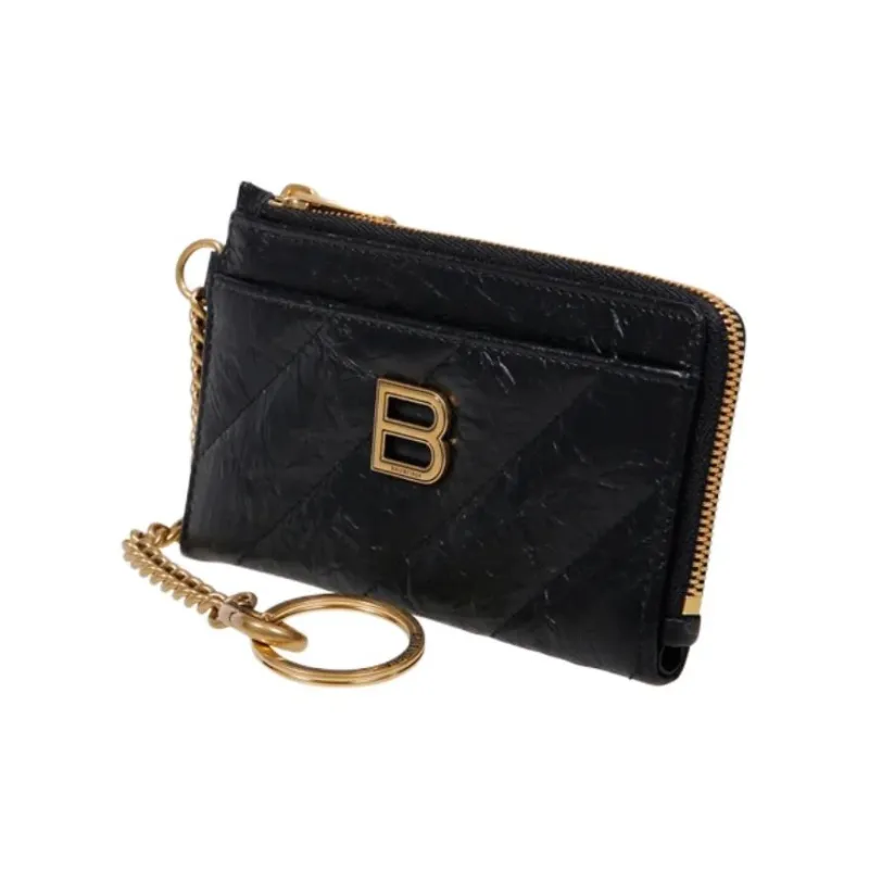 Balenciaga Calfskin Card Holder Women's Black-1