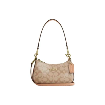 COACH Teri Coated Canvas Portable Crossbody Bag, Shoulder Bag Mini Women's Beige Brown