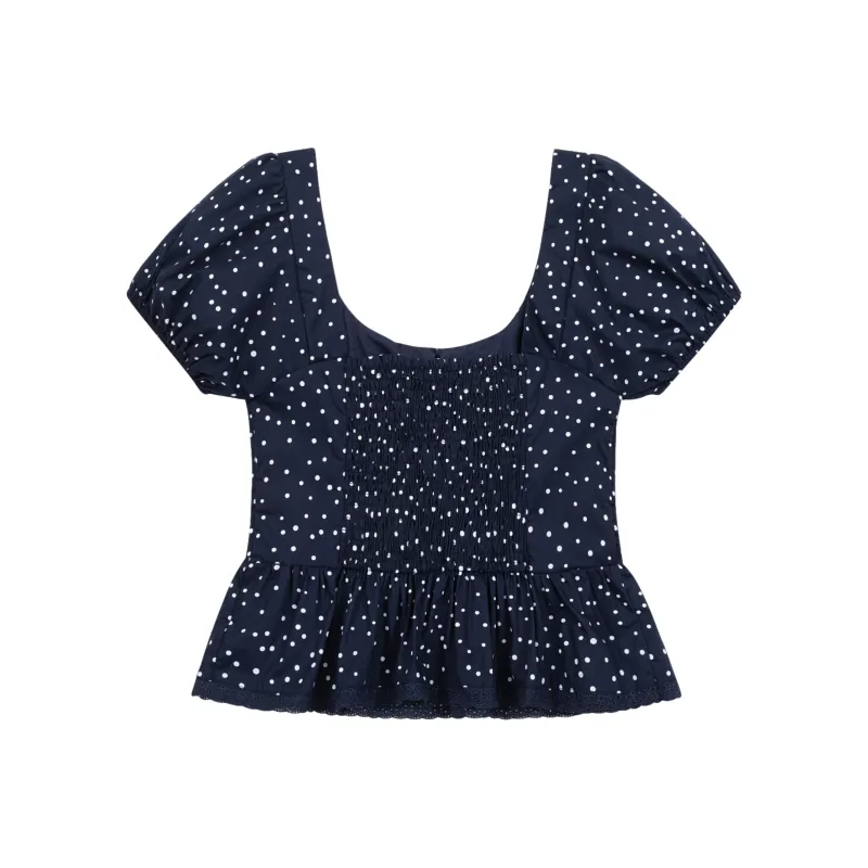 MTHE Shirt Women's Blue Polka Dot-7