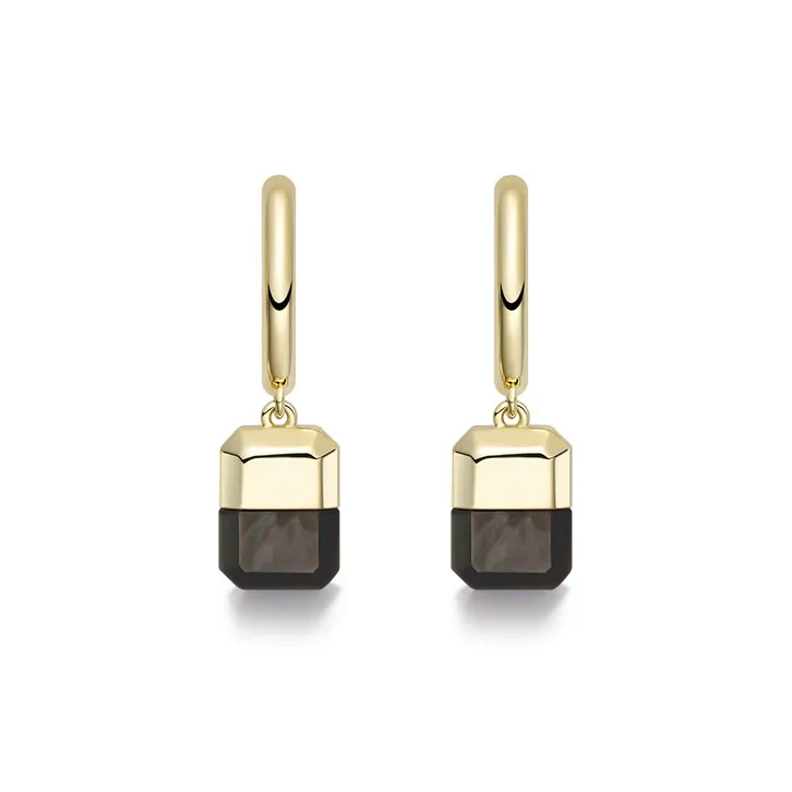 HEFANG Candy Series Copper Alloy Lucky Sugar Cube Hoop Earrings Women's-3