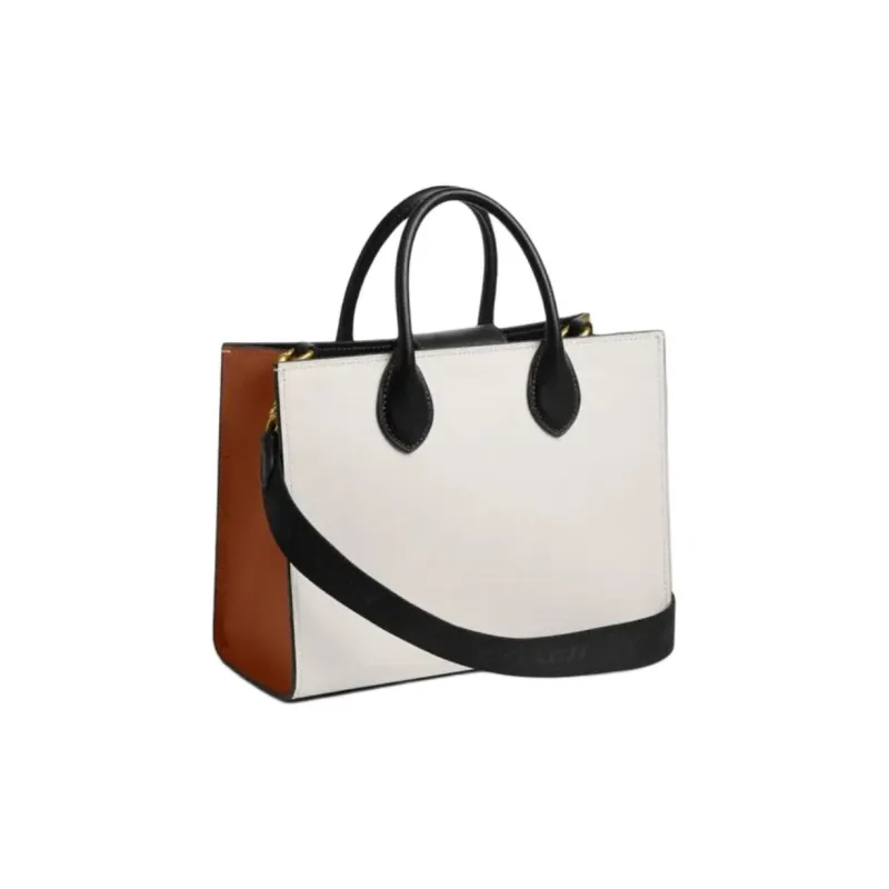 COACH Ace Cow Leather Tote Bag, Shopping Bag, Shoulder Bag, Handbag Tubas Women's White & Black-1