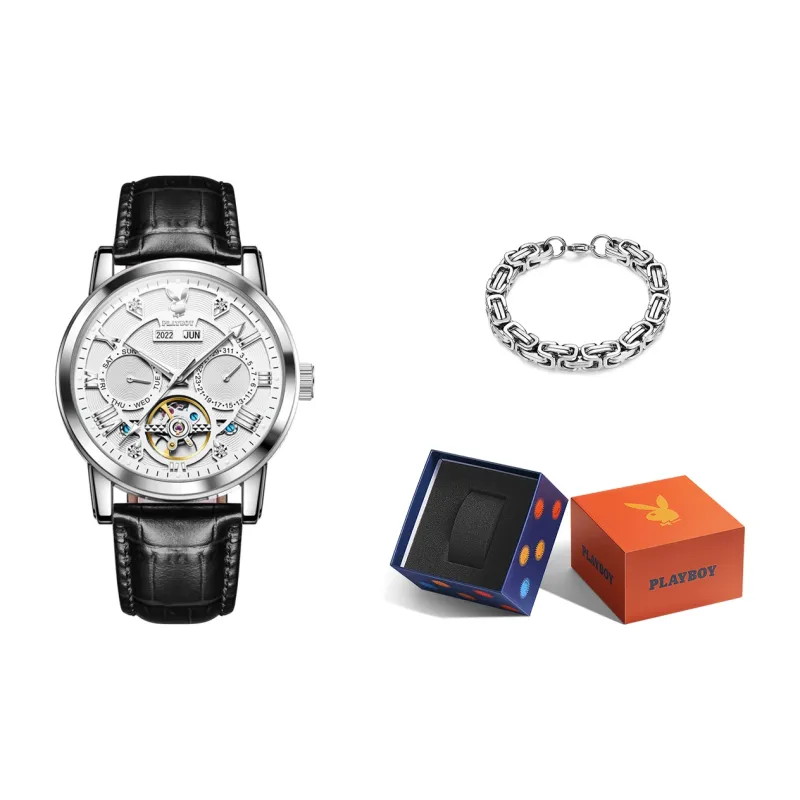 Playboy Mechanical Movement Watch Men's Watches Black Dial-17