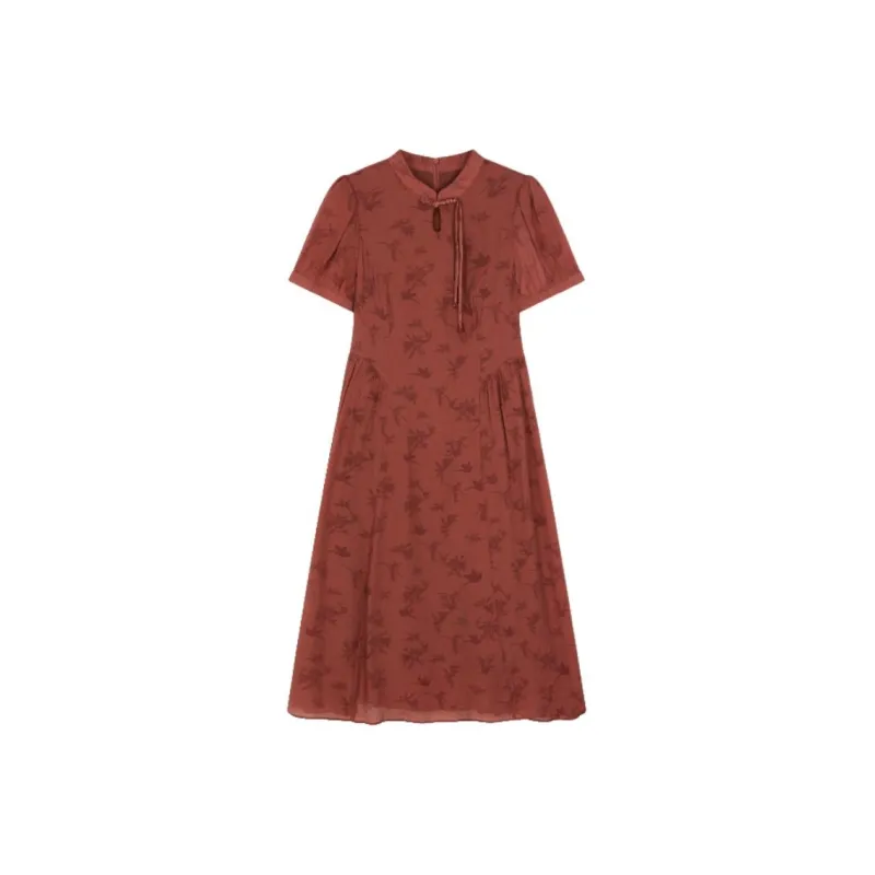 Mo Han Yi Mei Short Sleeved Dress Women's Red-0