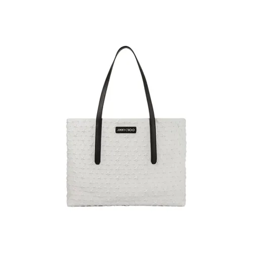 Jimmy Choo Grained Leather Tote Bag Shopping Bag Handbag Small Size Men's White