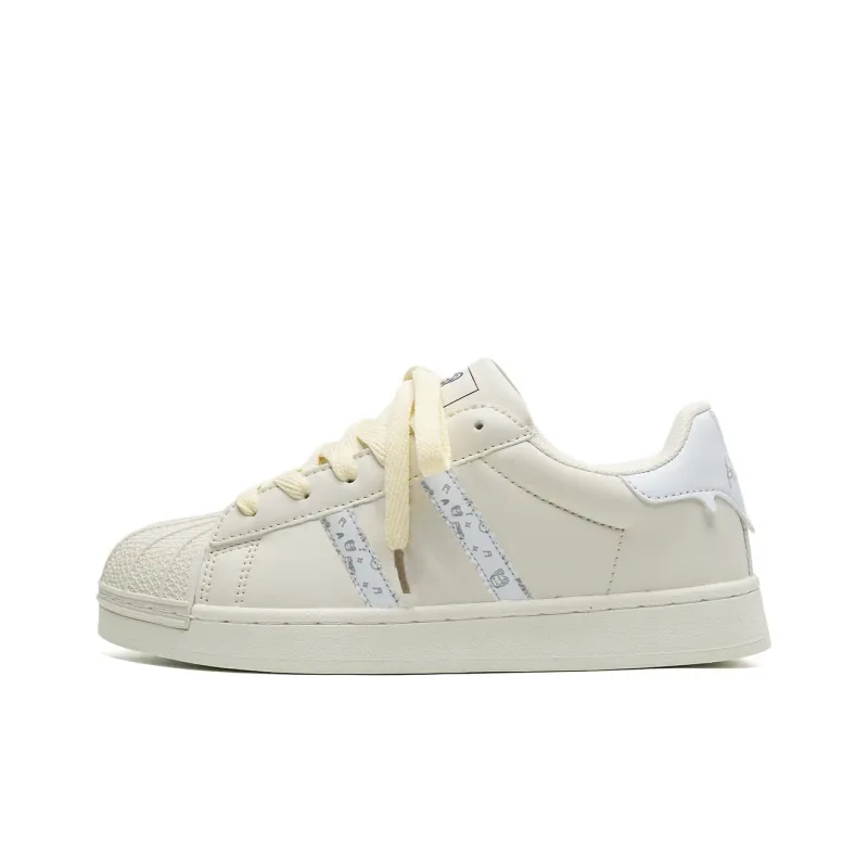 ALI THE FOX Abrasion Resistant Low Top Skateboard Shoes Unisex White Pink-6