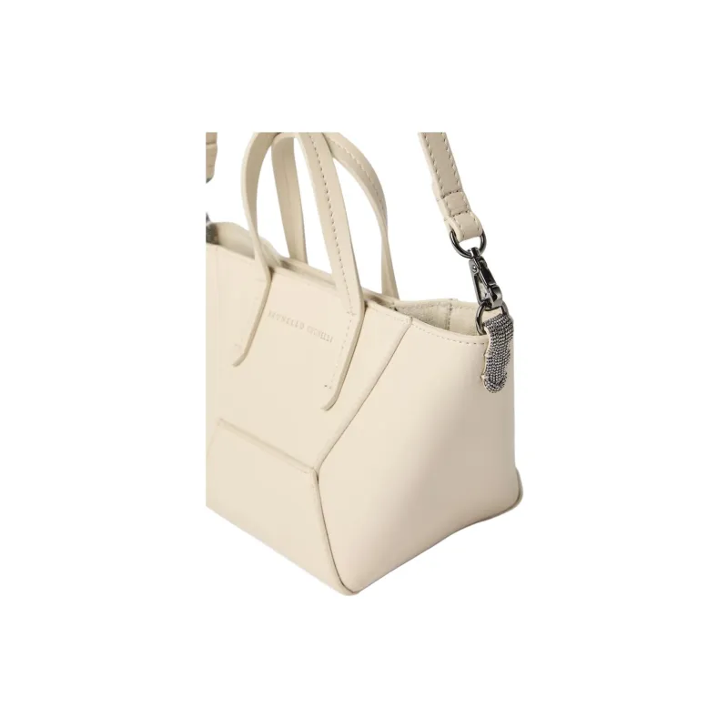 Brunello Cucinelli Calfskin Crossbody Handbag Mini Women's Ivory-3
