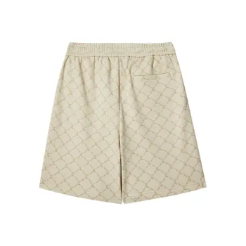 Cabbeen Casual Shorts Trendy Brand 100% Cotton Monogram All over Print Knee Length Pants Men's