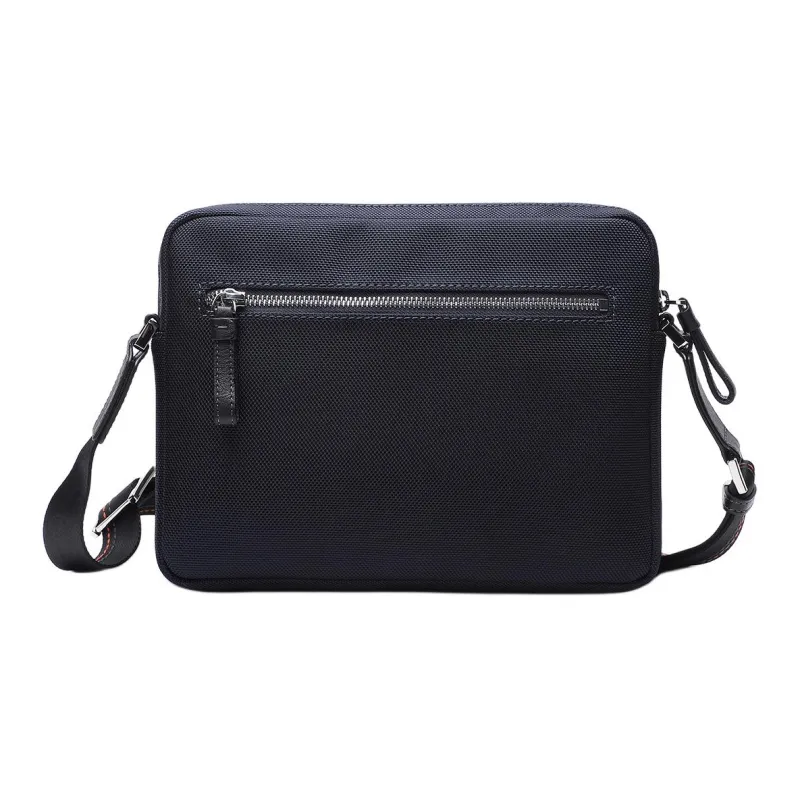 Satchi Cow Leather, Fabric Crossbody Bag, Shoulder Bag Medium Size Men's Blue/Black-3
