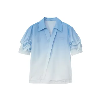Ning Cai Yuer Shirt Women's Blue White Gradient