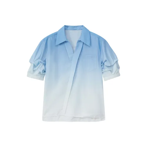 Ning Cai Yuer Shirt Women's Blue White Gradient