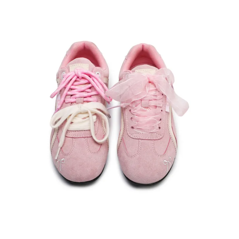 Angelmi Abrasion Resistant Slip Resistant Low Top Casual Shoes Unisex Pink-2
