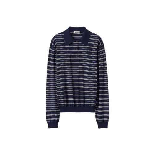 miu Sunglasses miu Sunglasses Logo print Striped Polo Top