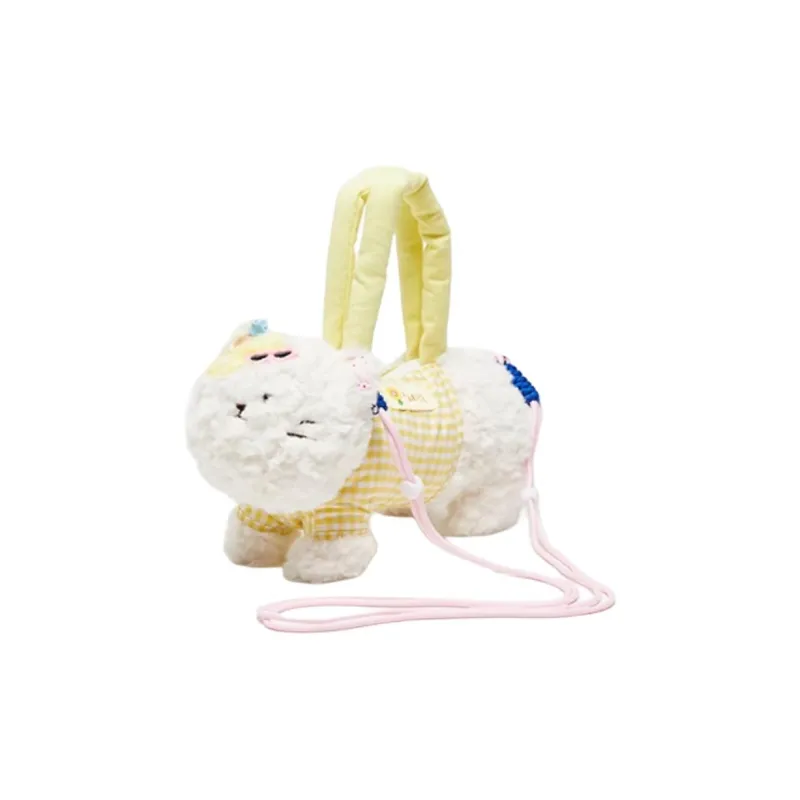 Three Blessings Fabric Handbag Medium Size Women's Brown Puppy/White Puppy/Kitten-8