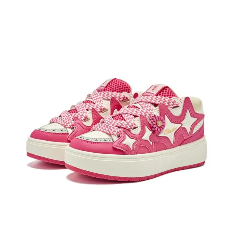 QIAODAN Anti Slip Wear Resistant Low Top Skateboard Shoes Women's Pink-1