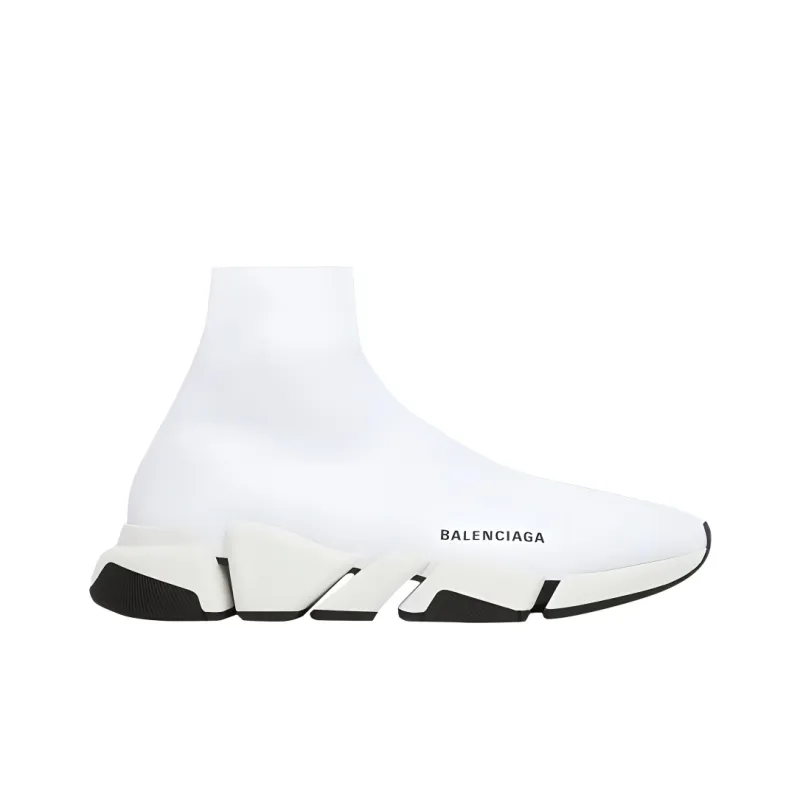 Balenciaga Speed 2.0 High Top Casual Shoes Men's White-1