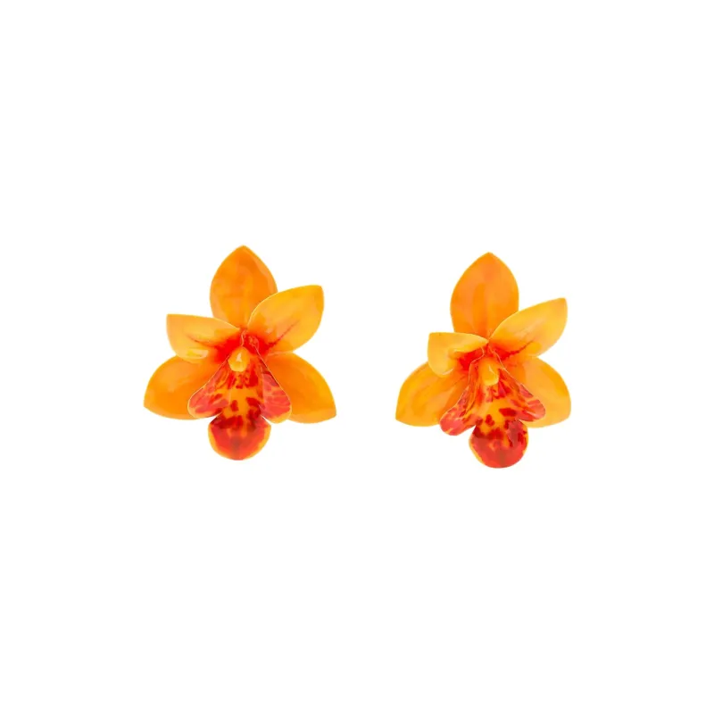 ZARA Titanium Earrings Women's Orange-0