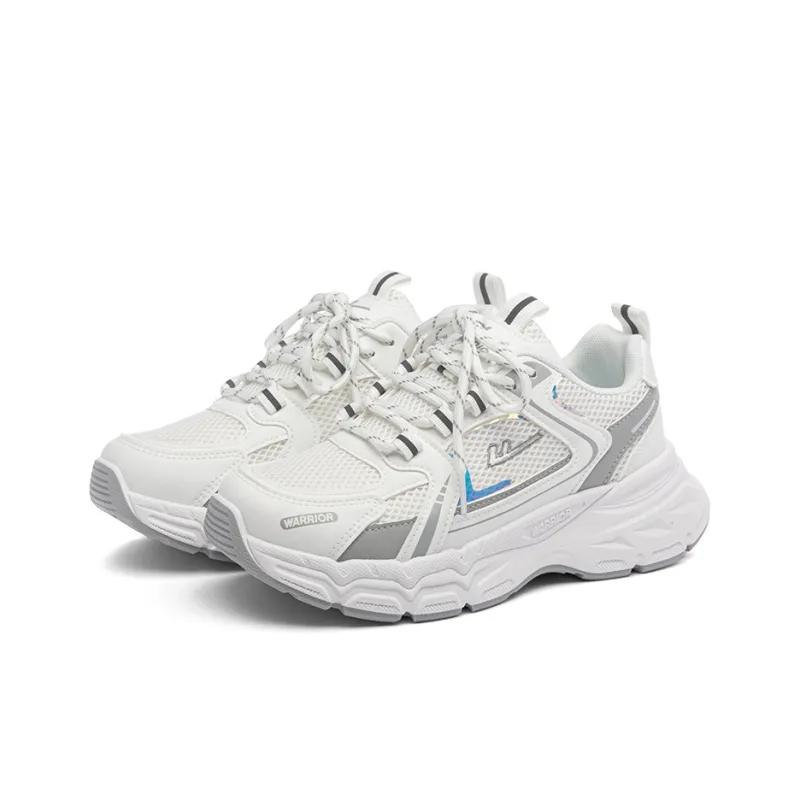 Warrior Breathable Height Increase Low Top Casual Physical Fitness Test Physical Exam Running Shoes Women's White Gray-2