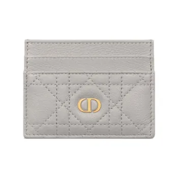 DIOR Caro Cow Leather Card Holder Card Holder Women's Gray