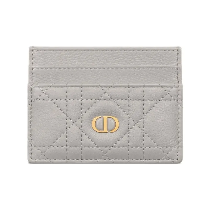 DIOR Caro Cow Leather Card Holder Card Holder Women's Gray-0