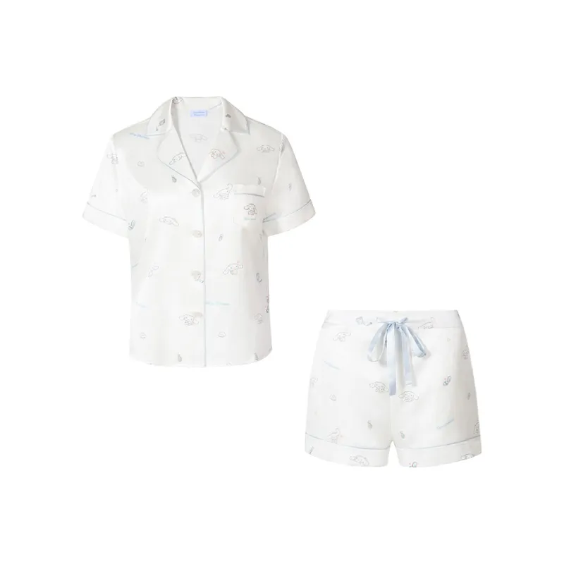 SILKY MIRACLE Pajama Set Women's White Cinnamoroll Short Set-0