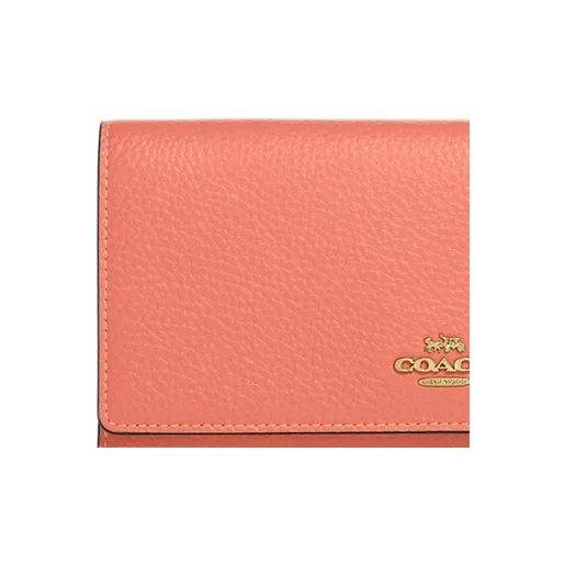 COACH Trifold Wallet Pebbled Leather Wallet Women's Orange-4