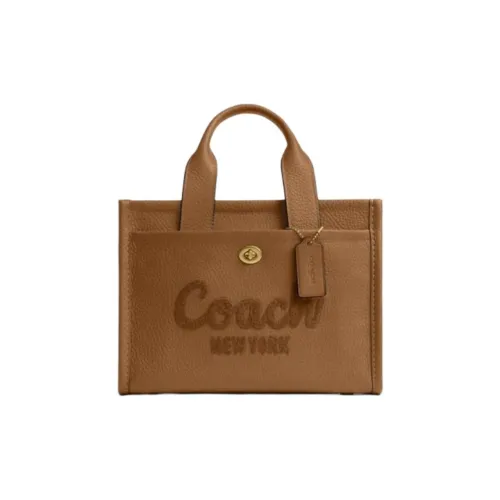 COACH Cargo Cow Leather Tote Bag, Shopping Bag, Shoulder Bag, Handbag Medium Size Women's Honeys Brown