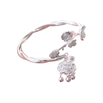 HAOYINFANG 999 Fine Silver Bangles Women's