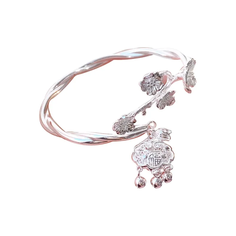 HAOYINFANG 999 Fine Silver Bangles Women's-0