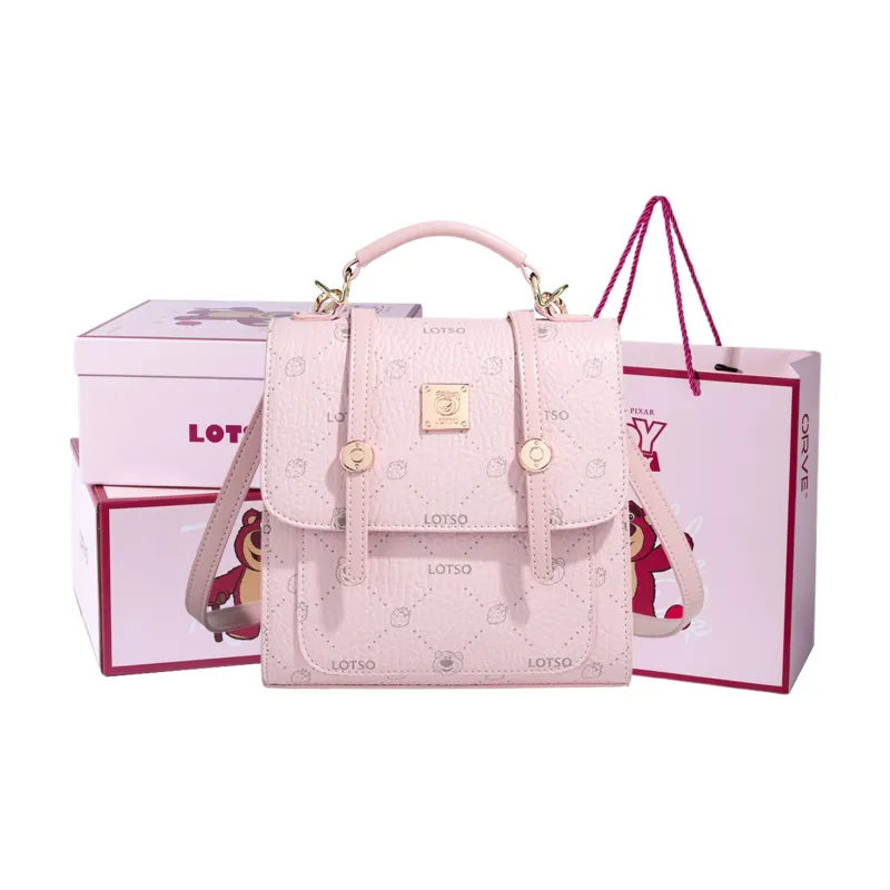 Disney Strawberry Bear Series Pvc Shoulder Bag, Crossbody Bag, Handbag 2 in 1 Backpack Women's Multicolor-0