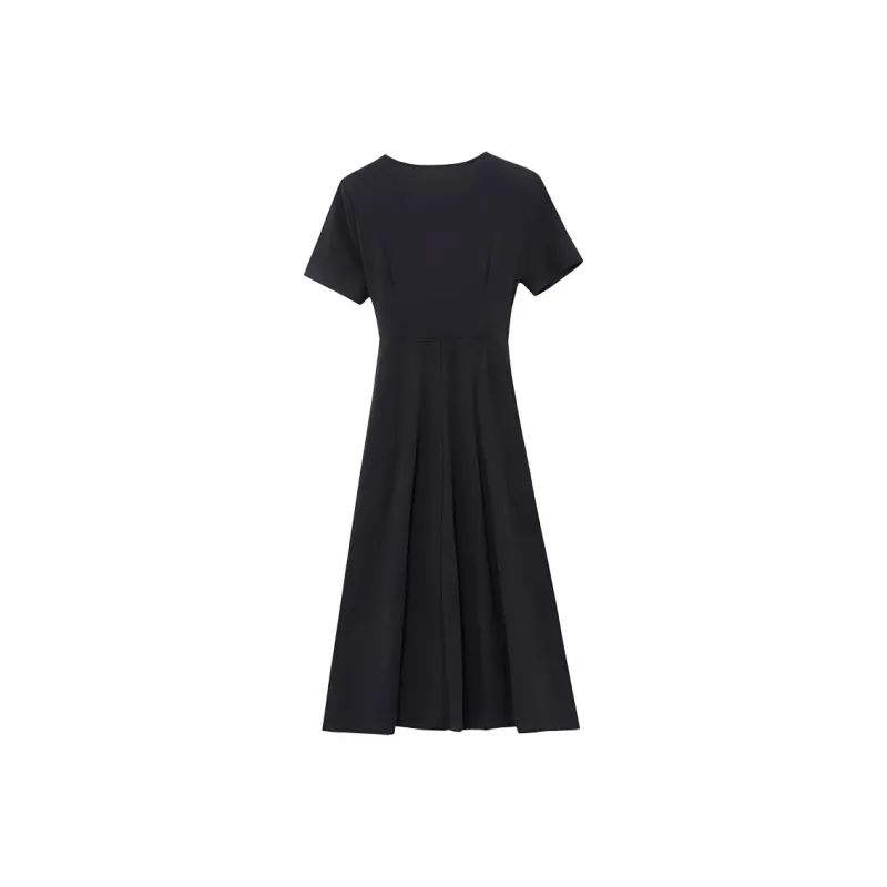 AHDO Short Sleeved Dress Women's Black-1