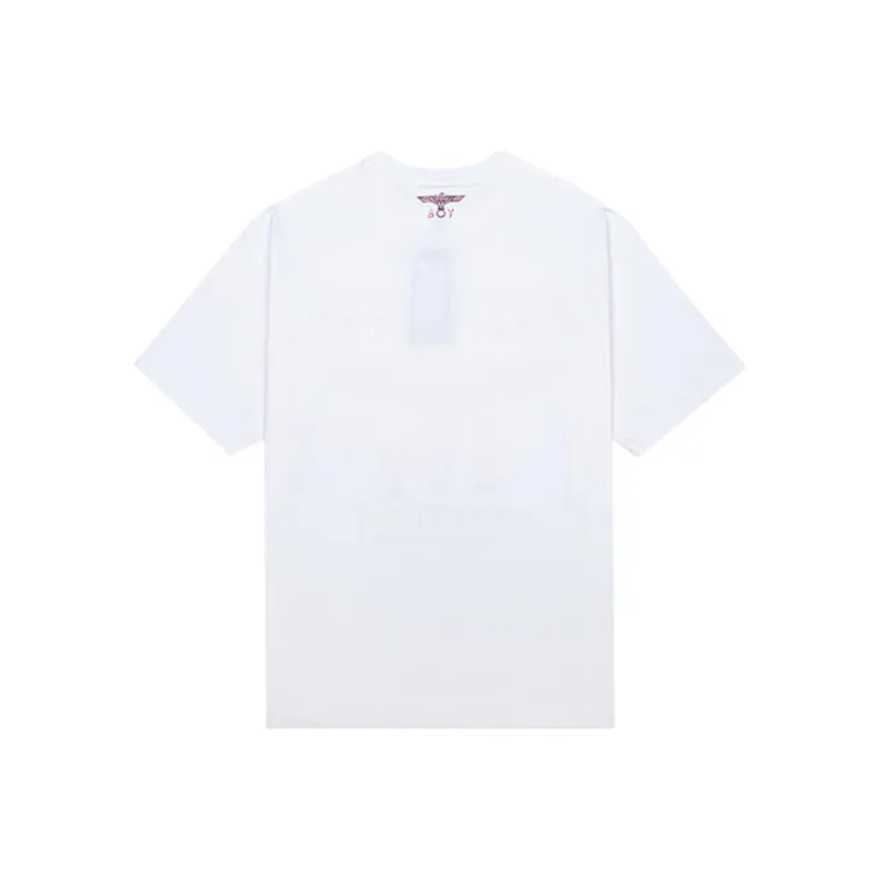 Boy London T Shirt Unisex White Print Pink-1