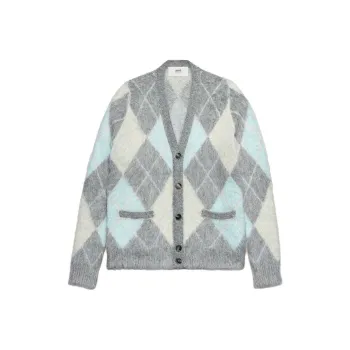 AMIPARIS Argyle Button Up Long Sleeved Cardigan