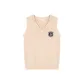 Light Camel Knitted Fabric Sweater Tank Top with S Letter Badge