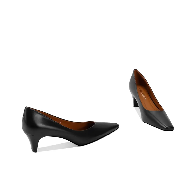Shesrim Chunky Heel High Heels Women's Black-1