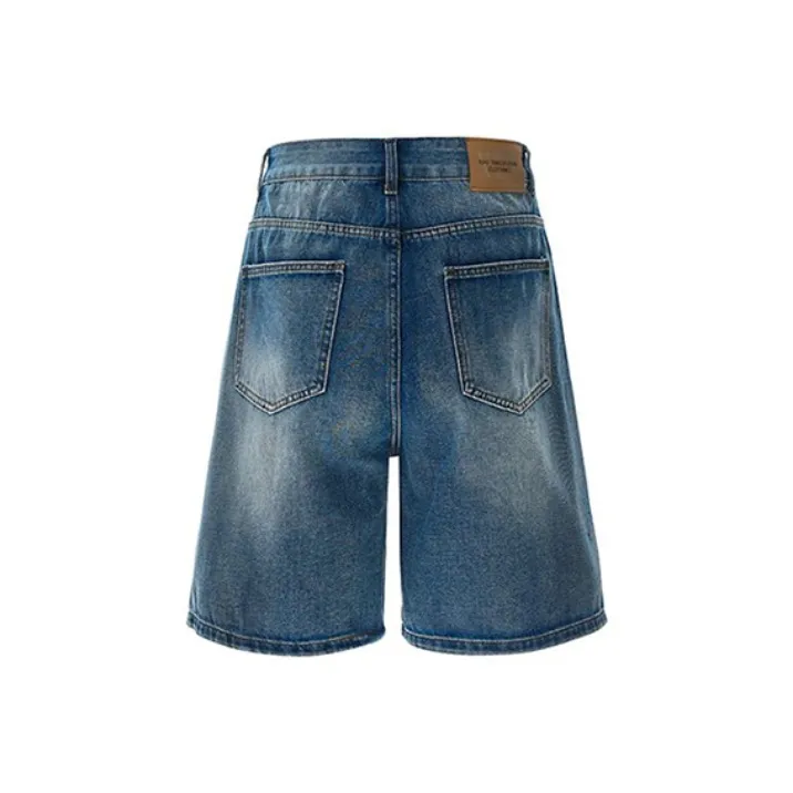 BLANC & ECLARE Mid Rise Straight Fit Slimming Wide Leg Denim Shorts Unisex-11
