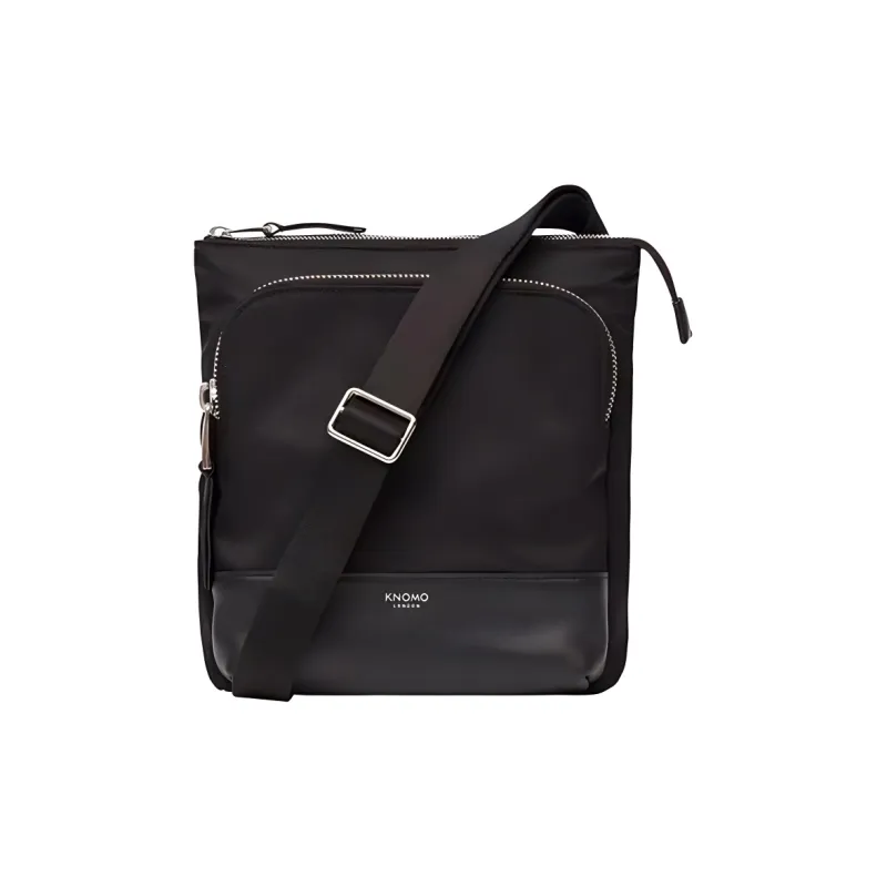 KNOMO Nylon Fabric With Cow Leather One Shoulder Crossbody Bag Regular Unisex Black-1