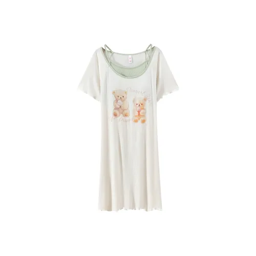 YUZHAOLIN Nightgown Women's Cream Green