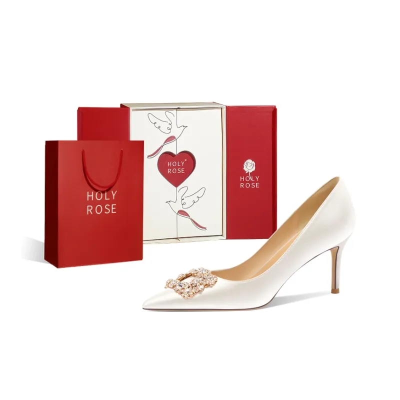 Holy Rose Slim Heel High Heels Women's White-0