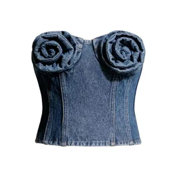 H&M x MAGDA BUTRYM Magda Butrym Collaboration Strapless Top Women's Denim Blue
