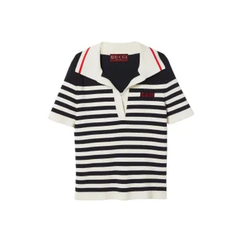 GUCCI Logo intarsia Knitted Polo Top