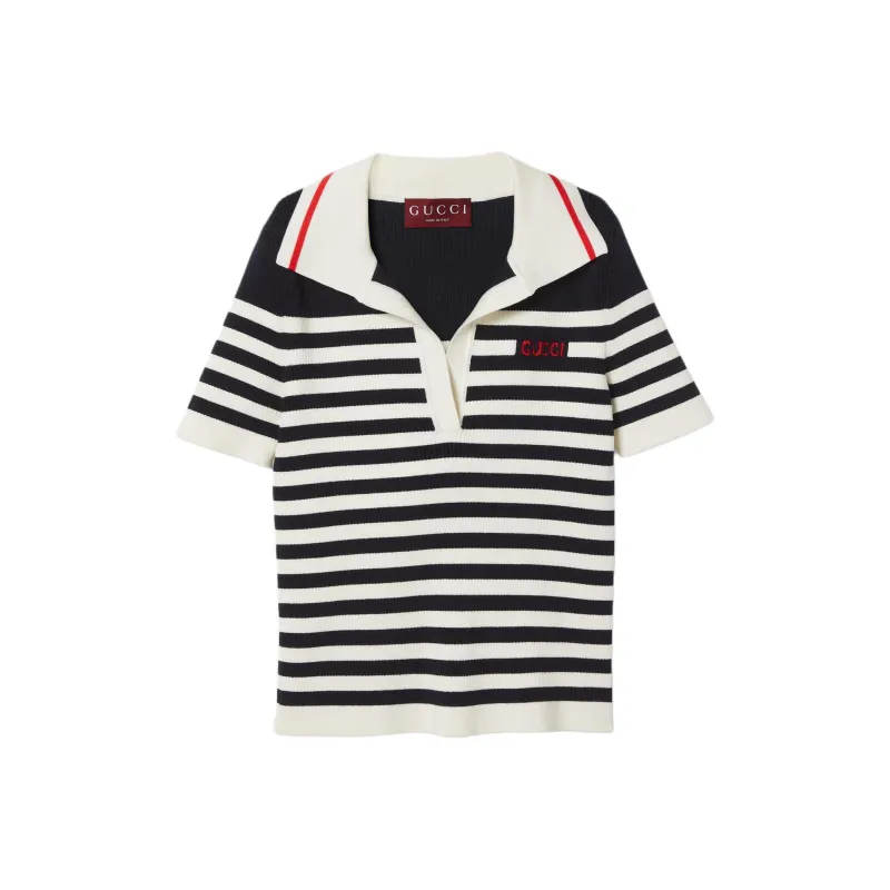 GUCCI Logo intarsia Knitted Polo Top-0