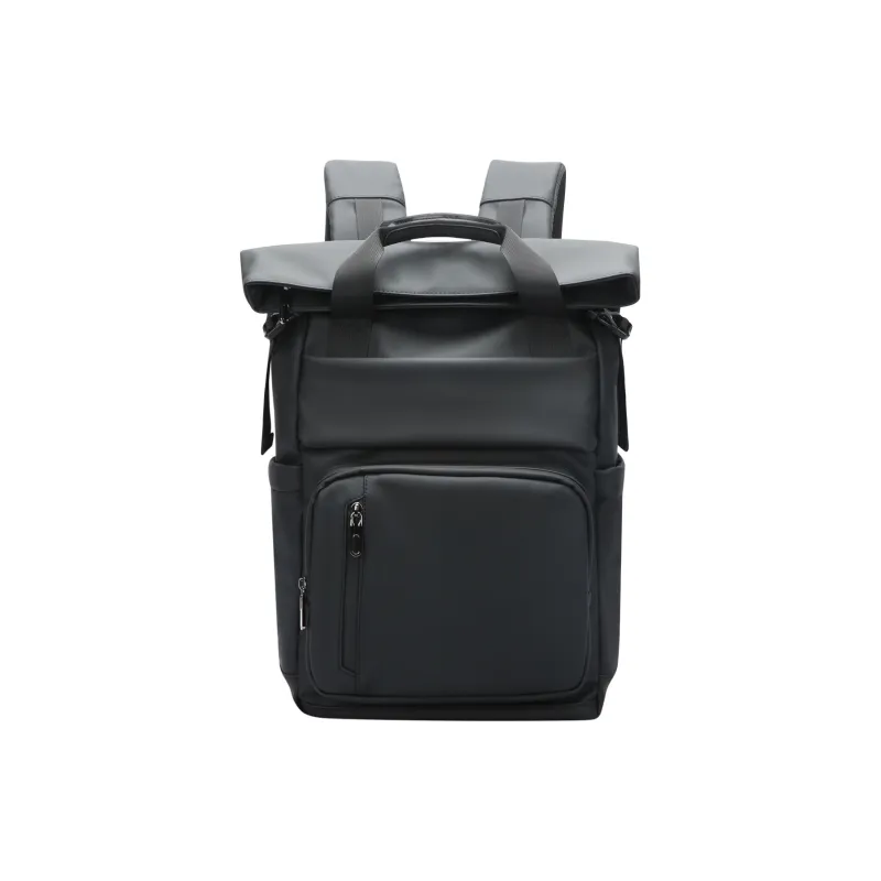BOPAI Fabric, Synthetic Leather Backpack Unisex Black/Ideal White/Sand Lime-12